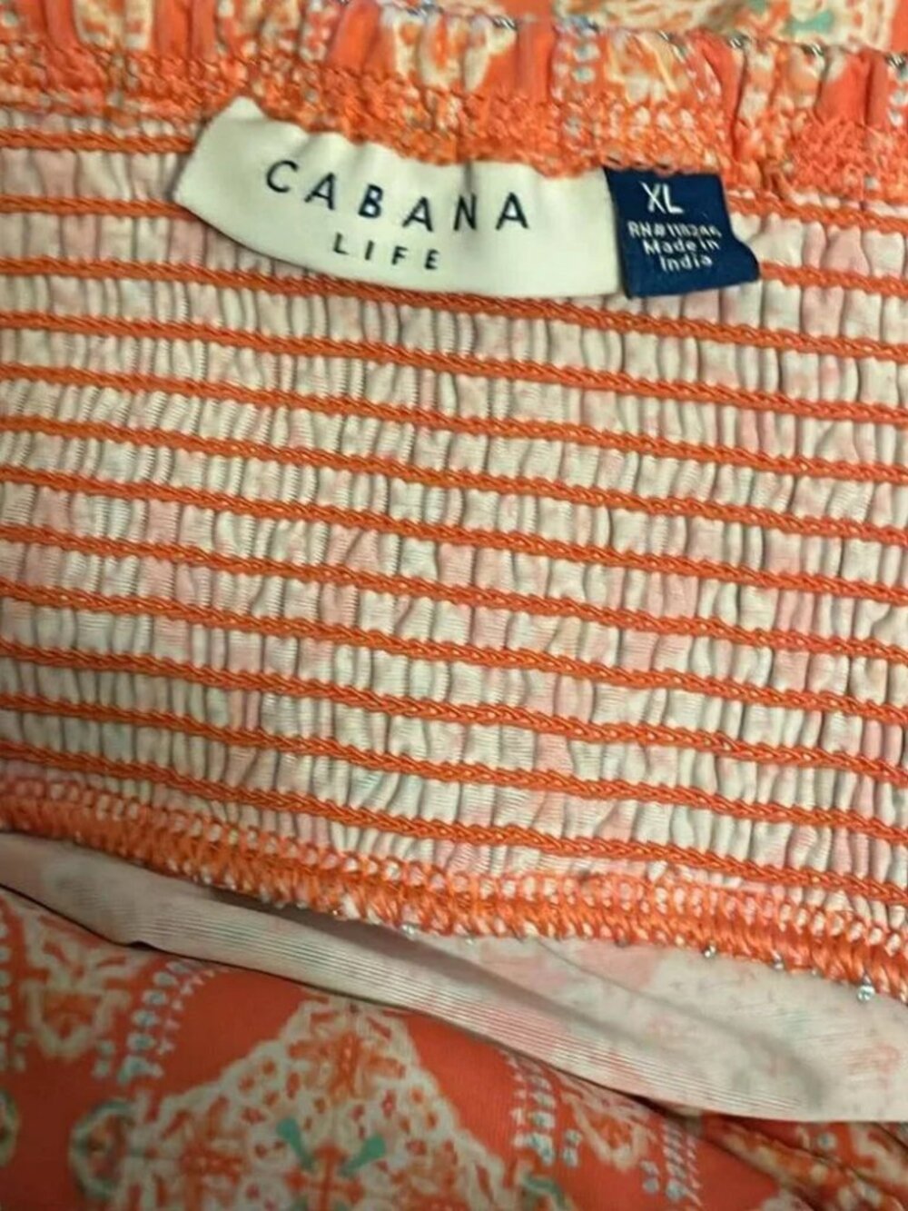 Cabana Life Coral Tide Smocked Off-Shoulder UPF 50+ Dress XL - Picture 5 of 7